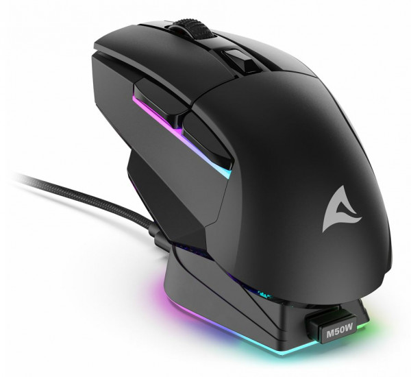 Sharkoon Maus Shark SGM50W Optisch 6 Tasten 6.400 DPI schw