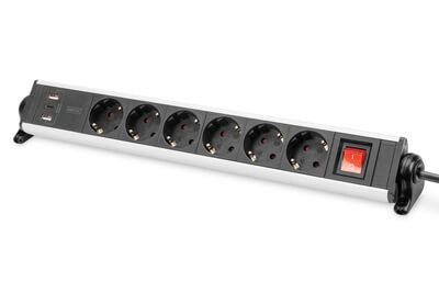 DIGITUS 6-fach Office-Steckdosenleiste mit 3xUSB-Anschlüssen