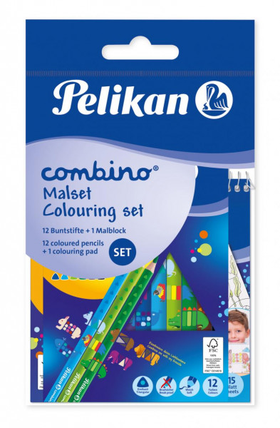 Pelikan Ausmal-Set Combino, Block + 12 Buntstifte