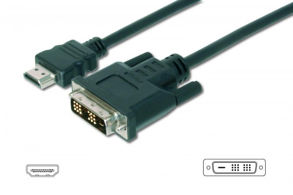 ASSMANN HDMI-Kabel A->DVI(18+1) St/St 3.0m schwarz FullHD