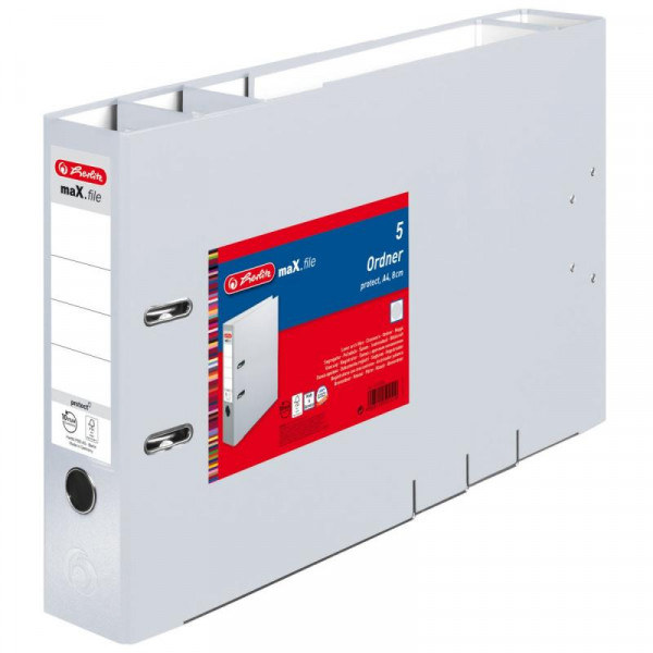 Herlitz Ordner maX.file A4 8cm protect grau 5Stück