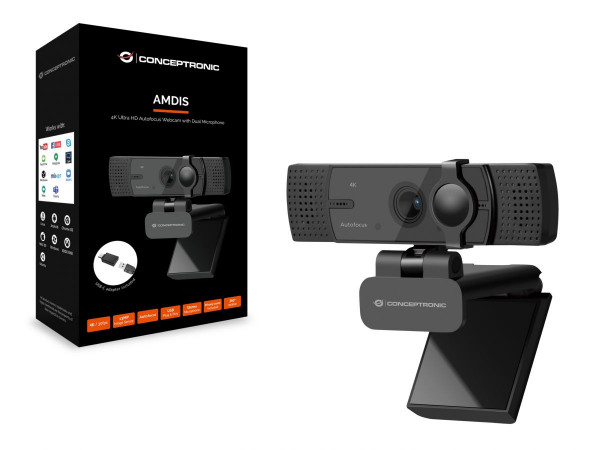 CONCEPTRONIC Webcam AMDIS 4K Ultra-HD AF-Webcam+2 Microph.sw