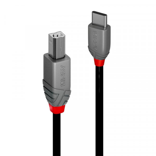 Lindy 0.5m USB 2.0 Typ C an B Kabel, Anthra Line