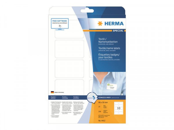 HERMA Namensetik. A4 80x50 mm trennbar weiß ablösbar 250 St.