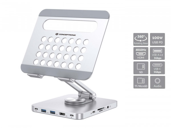 CONCEPTRONIC Tablet Halterung inkl 8-in-1 Docking Station si