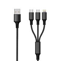 2GO 3in1 USB Ladekabel schw 1,5m f. Micro-USB, Lightn, USB C
