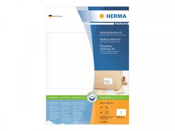 HERMA Adressetiketten A5 weiß 148,5x205 mm Papier 400 St.