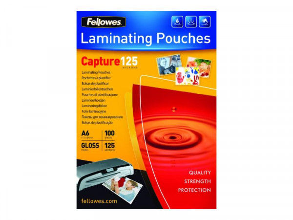 Fellowes Laminierfolie A6 glänzend 125 Mikron - 100er Pack