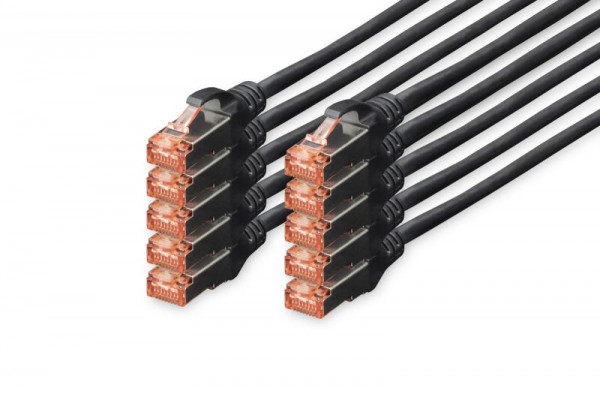 DIGITUS CAT 6 S/FTP Patchkabel, 10 Stück, 5m, schwarz