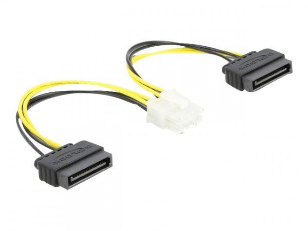 Delock Stromkabel 2 x SATA 15 Pin Stecker zu 8 Pin EPS Stec