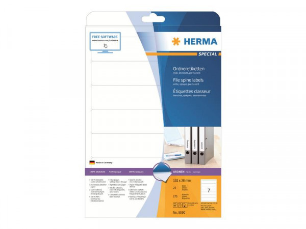 HERMA Ordneretiketten A4 weiß 192x38 mm Papier opak 175 St.