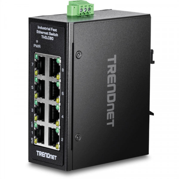 TRENDnet 8-Port Industrial Fast Ethernet DIN-Rail MiniSwitch