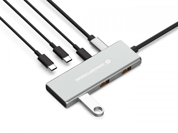CONCEPTRONIC Dock USB-C->4xUSB-C,3xUSB-A,100WPD o.N.0.25m gr