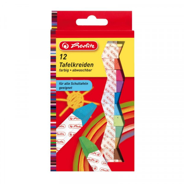 Herlitz Tafelkreiden farbig sortiert 12er Hängepack.