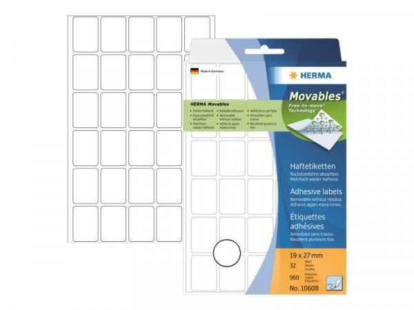 HERMA Vielzwecketiketten weiß 19x27 mm ablösbar 960 St.