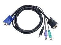Longshine 4-in-1 KVM Kabel (2x PS2/USB+VGA D-15) 3,0m