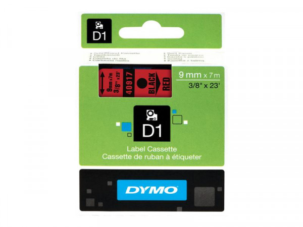 DYMO D1 Schriftband 9mmx7.0m schwarz->rot