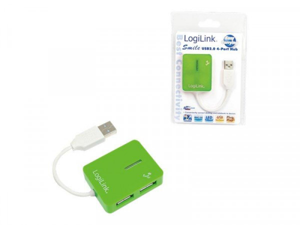 LogiLink USB-HUB "Smile" 4-Port o. NT grün 