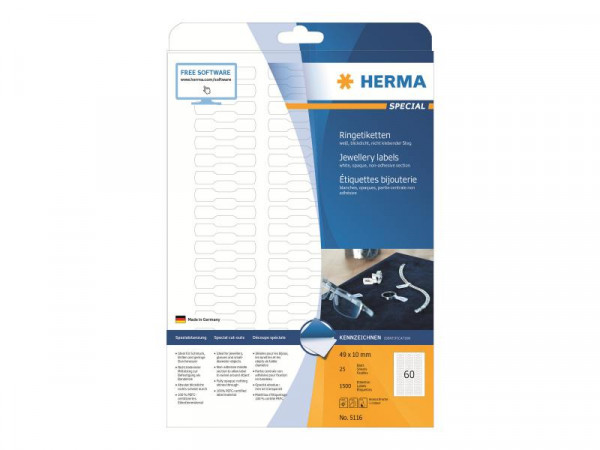 HERMA Ringetiketten A4 weiß 49x10 mm Papier opak 1500 St.