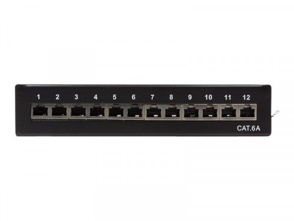LogiLink Patchpanel Tisch/Wand Cat.6A STP 12 Ports, schwarz