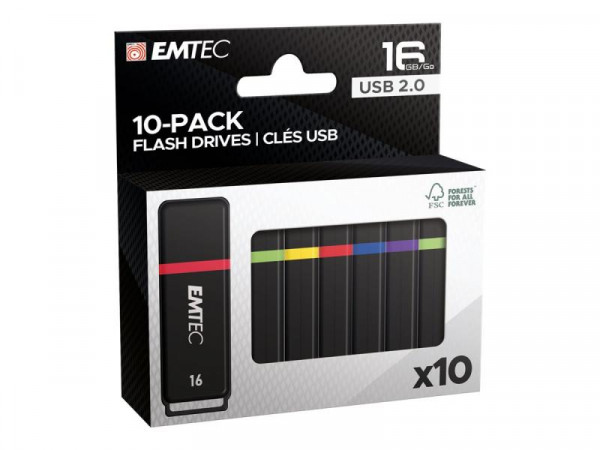 EMTEC USB-Stick 16 GB USB 2.0 10er Pack Color Mix retail
