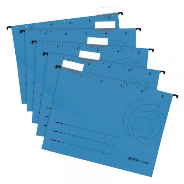 Herlitz Hängemappe A4 Karton blau +Beschrift. 5er Pack