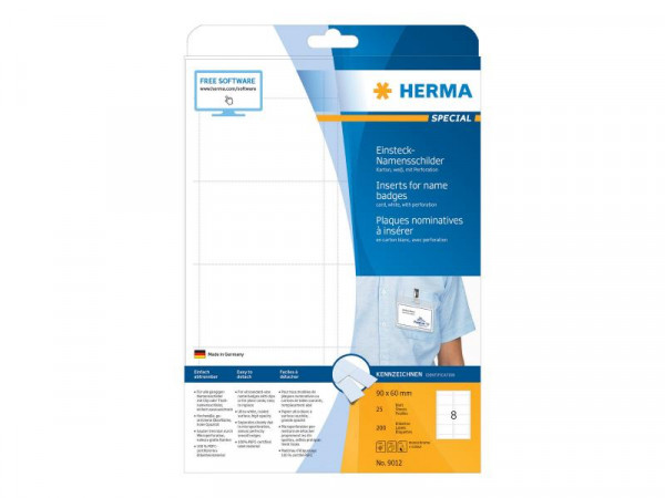 HERMA Namens-Einsteckschild. A4 90x60 mm weiß Karton 200 St.