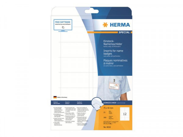 HERMA Namens-Einsteckschild. A4 75x40 mm weiß Karton 300 St.