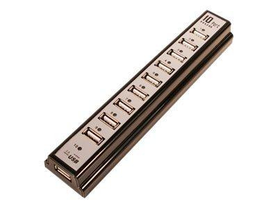 LogiLink USB-HUB 10-Port m. Netzteil schwarz Kunststoff