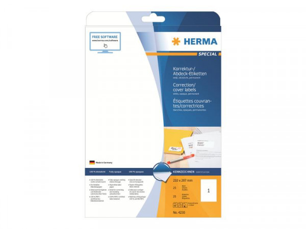 HERMA Abdecketik. A4 weiß 210x297 mm Papier opak 25 St.