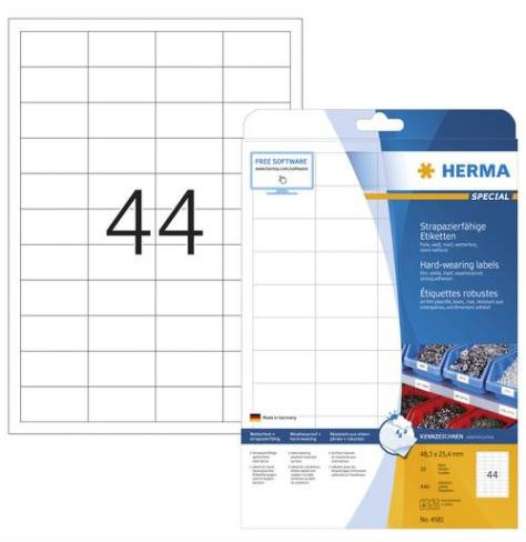 HERMA Etik. strapazierf. A4 weiß 48,3x25,4 mm wfest 440 St.