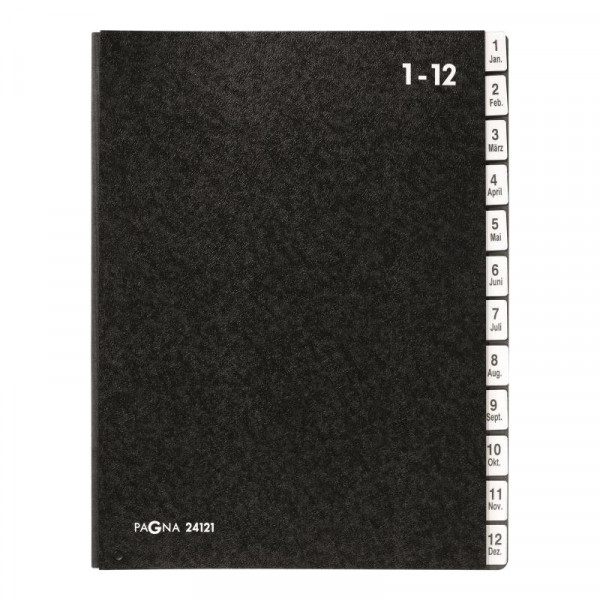 PAGNA Pultordner Classic 12 Fächer 1-12/Jan-Dez schwarz