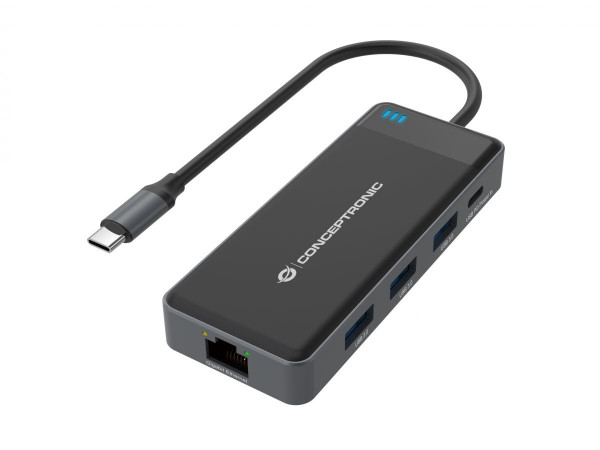 CONCEPTRONIC Adapter USB-C->2xHDMI,GbE,PD,2xUSB3.0,SD0.25 gr