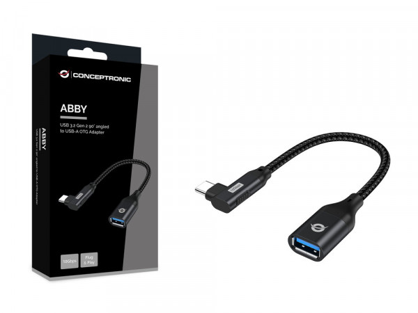 CONCEPTRONIC Adapter USB-C -> USB-A 3.0 OTG 90°gew. schwarz
