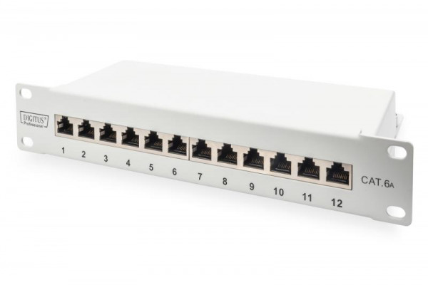 DIGITUS Cat.6A Patch Panel, geschirmt, 12-Port, 10", grau