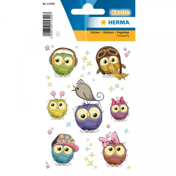 HERMA Sticker MAGIC Eulenkinder Transpuffy