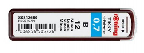 ROTRING Feinmine Dose Feinminen 12 Stück 0,7 B