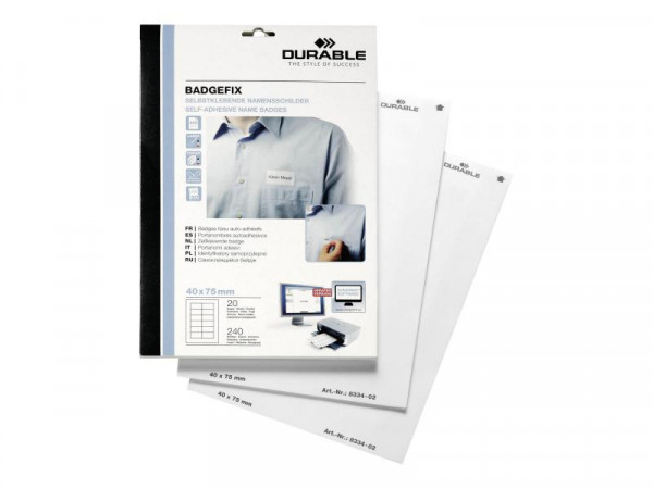 DURABLE Selbstklebe-Namensschild Badgefix 40x75mm 240 St