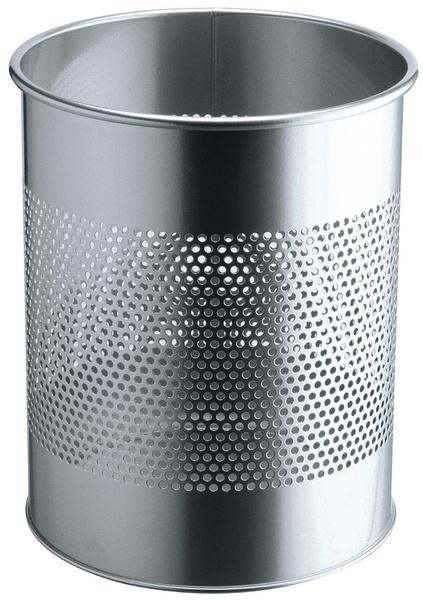 DURABLE Papierkorb Metall rund 15L Perforation 165mm silber