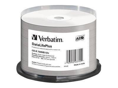 CD-R Verbatim 700MB 50pcs Spindel DL+ White Printable