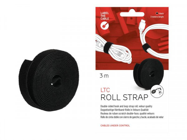 Klettrolle LTC Roll 3m zum Bündeln&Ordnen von Kabeln Schwarz