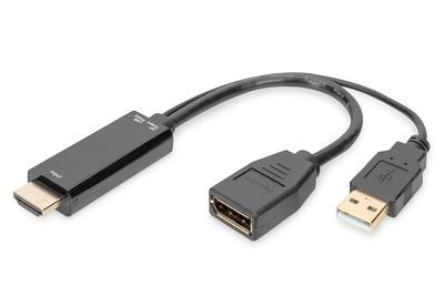 DIGITUS 4K HDMI Adapter - HDMI auf DisplayPort 0,2m schwarz