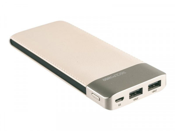 Powerbank RealPower PB-8000 Fashion Champagner (lederoptik)