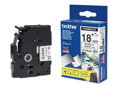Schriftbandkassette Brother 18mm weiß/schwarz TZe-FX241