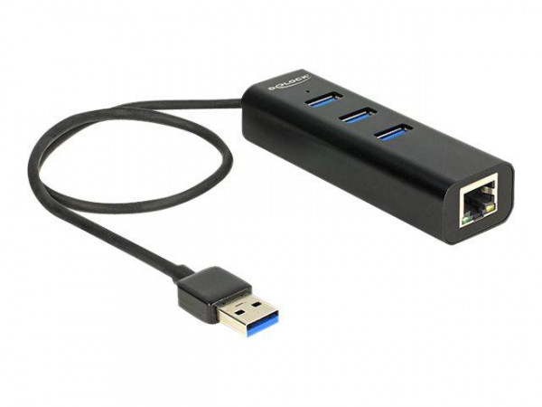USB-Hub Delock 3-Port USB3.0, +1x Gigabit LAN