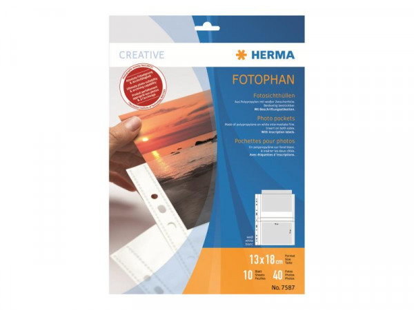 HERMA Fotosichthüllen 130 x 180 mm quer weiß 10 Hüllen