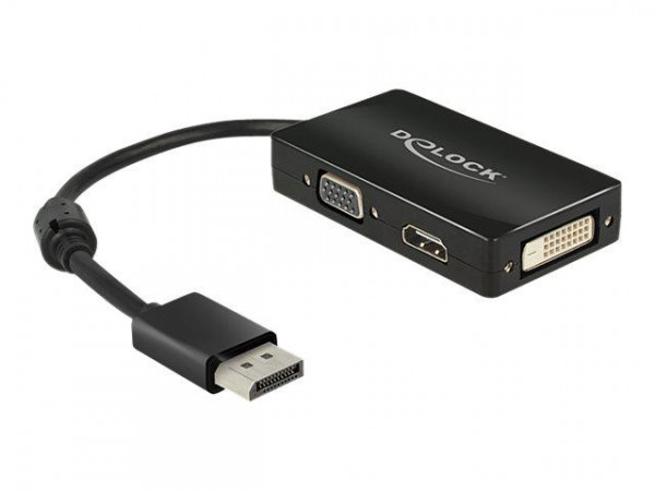 Displayport Adapter Delock DP -> D-Sub15/HDMI/DVI St/Bu sw