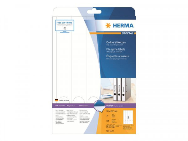HERMA Ordneretiketten A4 weiß 38x297 mm Papier opak 125 St.