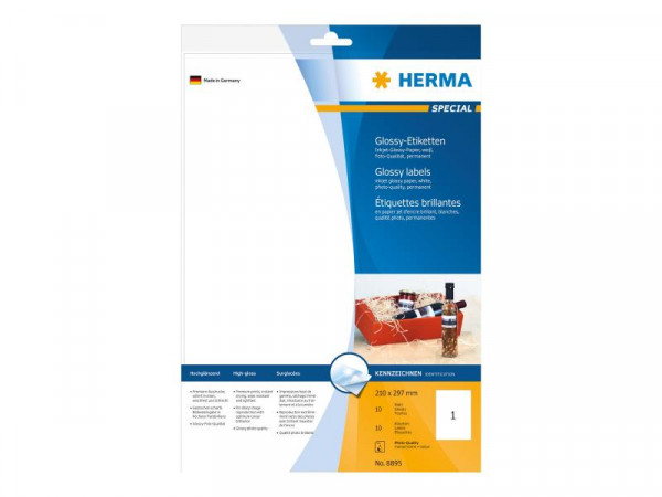 HERMA Inkjet-Etik. A4 weiß 210x297 mm Papier glänzend 10 St.
