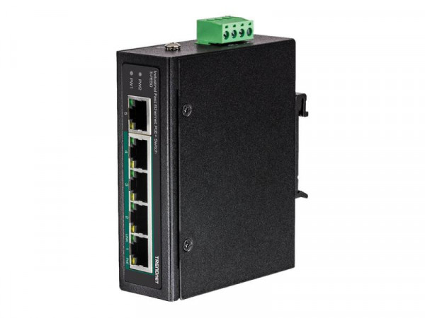 TRENDnet 5-Port Industrial Fast Eth. PoE+ DIN-Rail Switch
